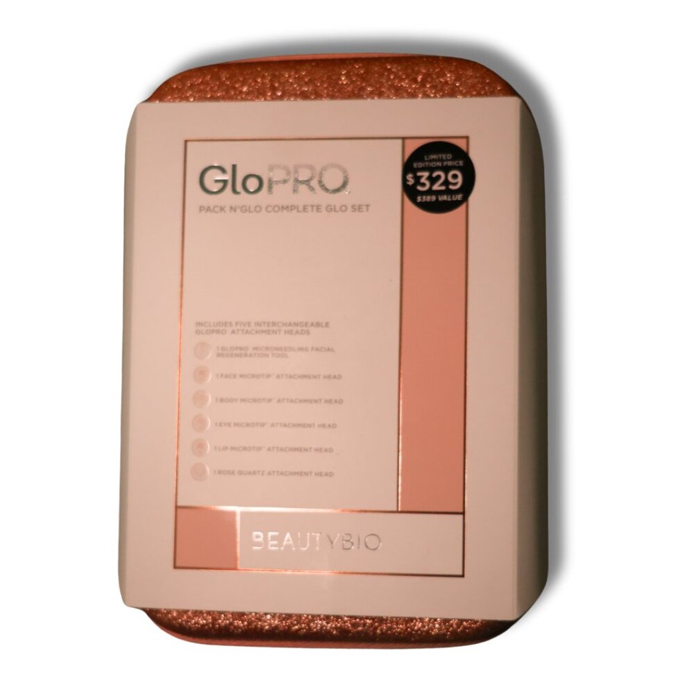GloPro Pack N'Glo Complete Glo Microneedling Set from BeautyBio NIB Skincare